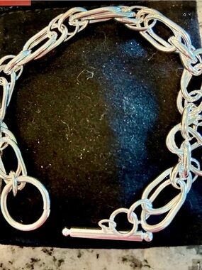 Classic 925 Sterling Silver Toggle Link Bracelet - Shiny Silver